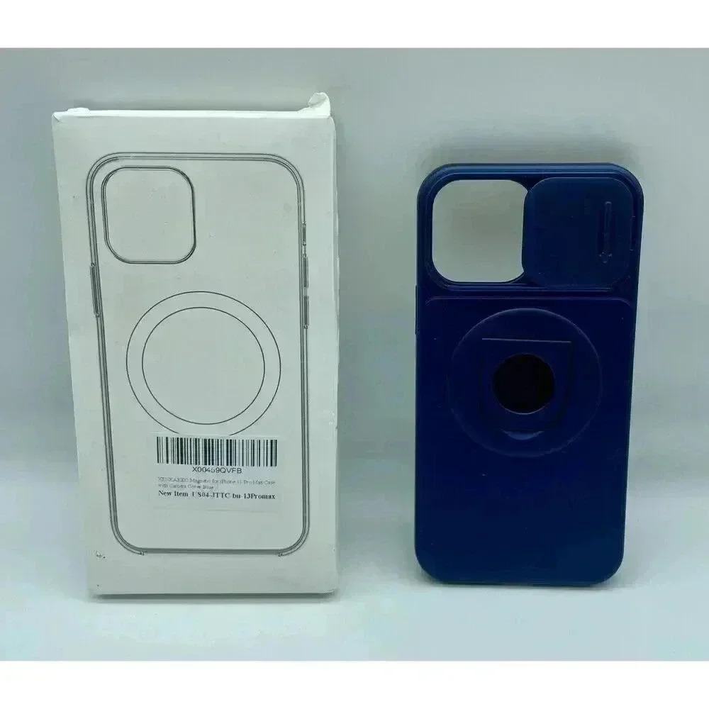 360 Rotatable‎ Magnetic Ring Case With Camera Cover For 13 Pro Max 6.7” Blue